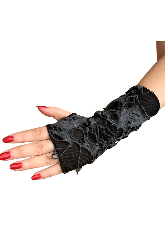 1Pair Fingerless Gloves Black Punk Style for Cosplay Party and Music Concert Performance