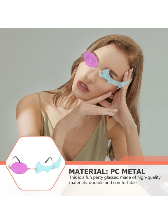 1Pair Fashion Fire Sunglasses in Green with Novel Polygonal Flame Lens for Party Use