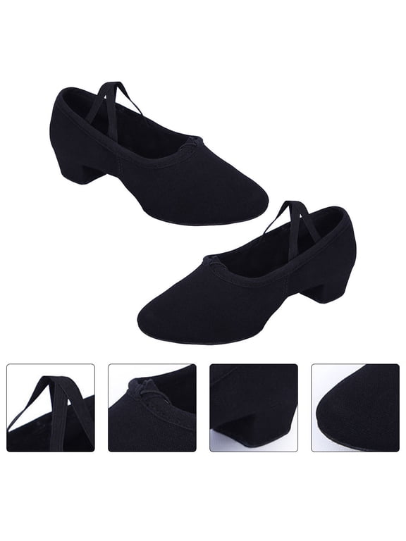 Professional Black Ballet Shoes Breathable Canvas for ce Practice 1Pair