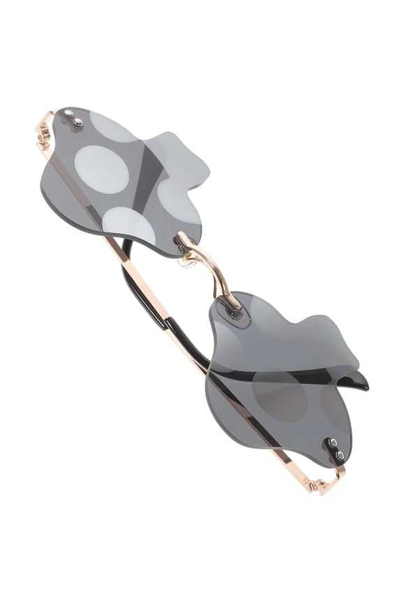 1Pair Grey Rimless Sunglasses Unique Mushroom Shape for Festivals and Parties