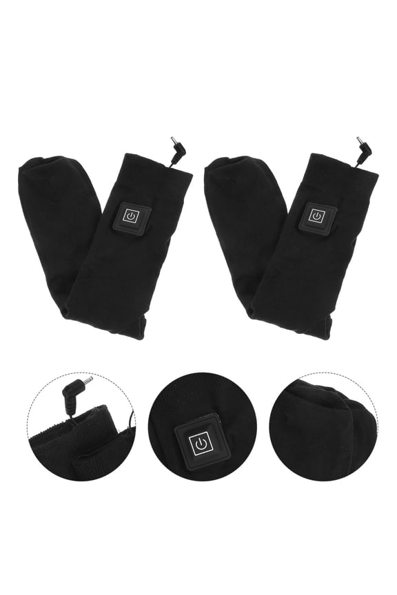 1Pair Safe Electric Heating Socks Black Cotton Winter Socks for Indoor and Outdoor Use