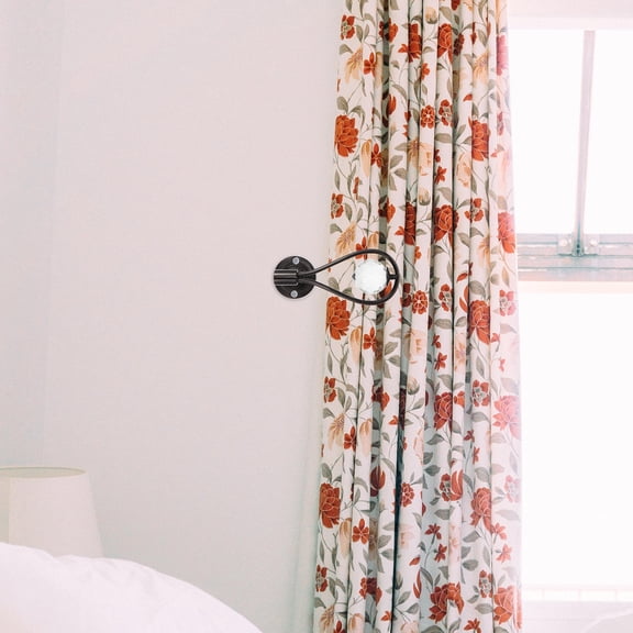 HONMEET 1Pair Wall Mounted Zinc Alloy Curtain Hooks Black Crystal Holder for Hotels Restaurants