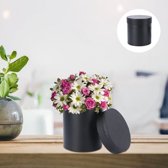 HONMEET 1Pc Black Heart Shape Flower Storage Box Durable Composite Material for Valentine Use