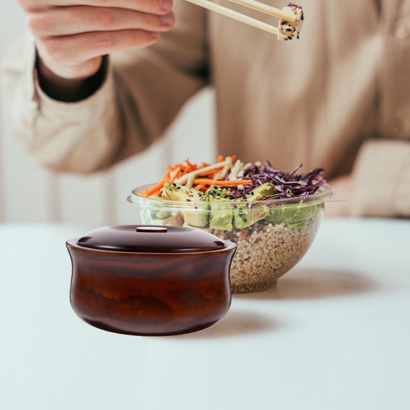 HONMEET 1Pc Dark Red Wood Storage Organizer Candy Storage Box with Cover for Food and Snacks