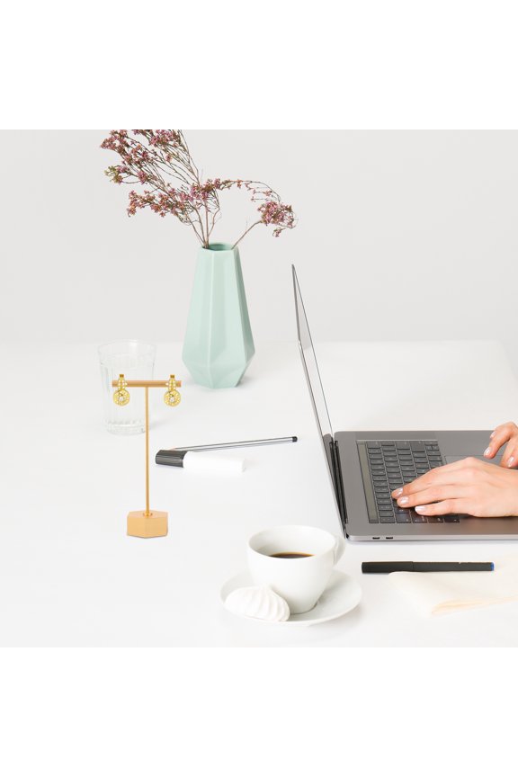 1Pc Hanging Pendant Rack in Golden Metal with Stable Design for Jewelry Display