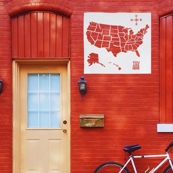 HONMEET 1Pc Hollow Painting Stencil American Map for Drawing on Cement Fabric Wood and Furniture