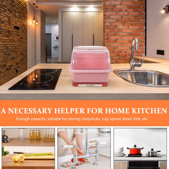 HONMEET 1Pc Kitchen Storage Box Green with Water Draining Feature for Chopsticks Forks and Bowls