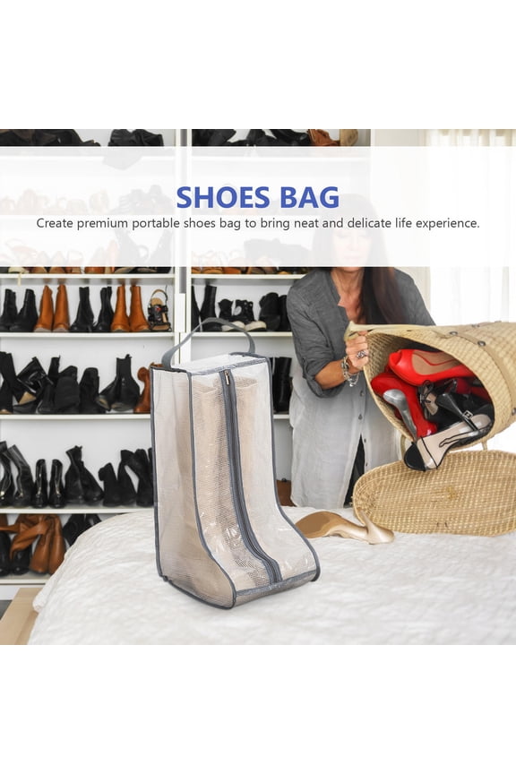 1-Pack Cotton Linen Boot Storage Bag Beige Organizer for Home and Office Use