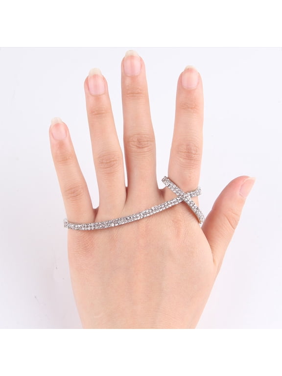 1Pc Palm Ring with Flower Design Decorative Multiple Finger Ring for Elegant Style