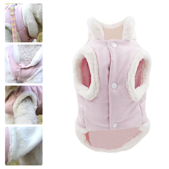 HONMEET 1Pc Pink Warm Dog Plush Harness for Cold Weather with D Ring for Leash