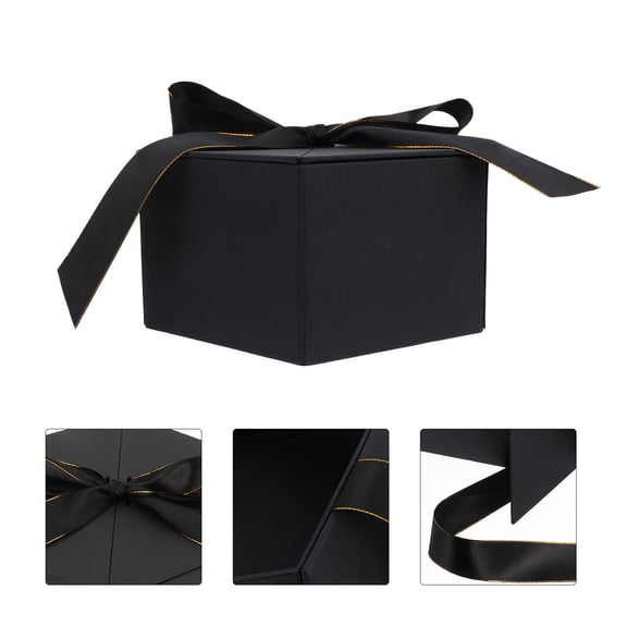 HONMEET Elegant Black Hexagon Candy Wrapping Box 1Pc Unique Wedding Packaging Present