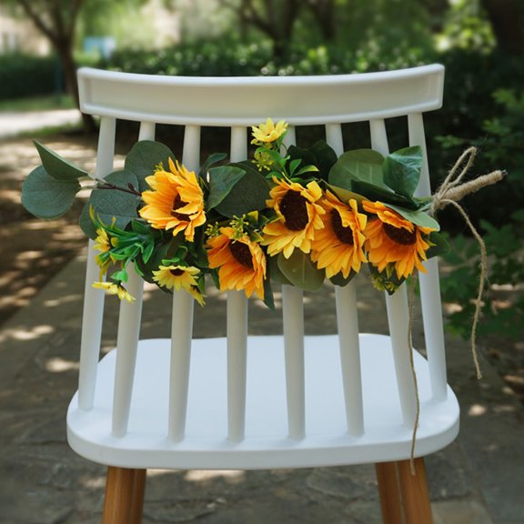 HONMEET 1Pc Realistic Sunflower Chair Back Decoration, Elegant European Style Floral Adornment for Home and Event