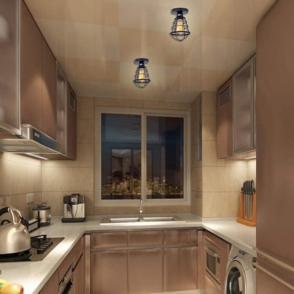 HONMEET 1Pc Sturdy Iron Industrial Style Indoor Ceiling Lamp for Room and Porch Lighting