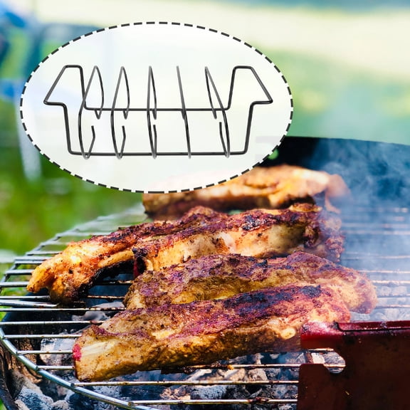 HONMEET 1Pc Sturdy Iron Rib Rack Black Bbq Rack for Home Nonstick Grilling Shelf for Steak