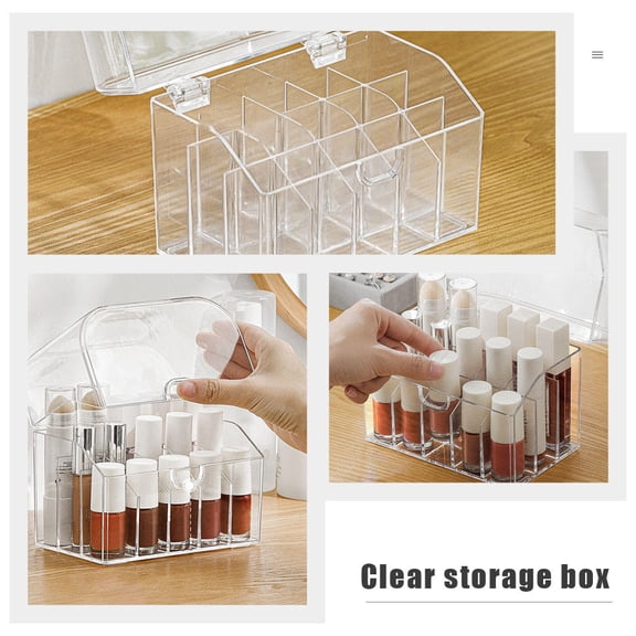 HONMEET 1Pc Transparent Lipstick Storage Case Plastic Cosmetic Holder for Desktop Use