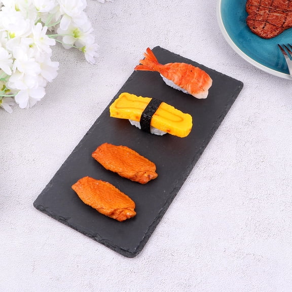 HONMEET 1Pc Porcelain Barbecue Dish Black Outdoor Tray for Steak Sushi Serving