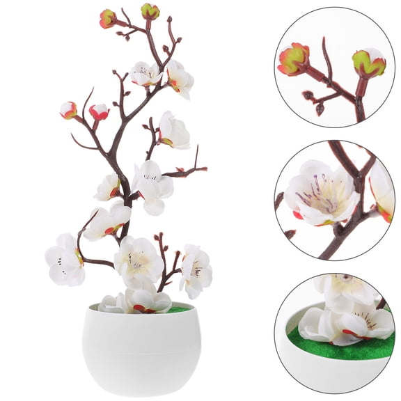 HONMEET Artificial Plum Silk Flower, 1 Piece Decorative Indoor Home Decor Simulation Blossom for Living Room