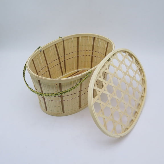 HONMEET Round Bamboo Egg Basket Smooth Surface Easy to Wash and Clean
