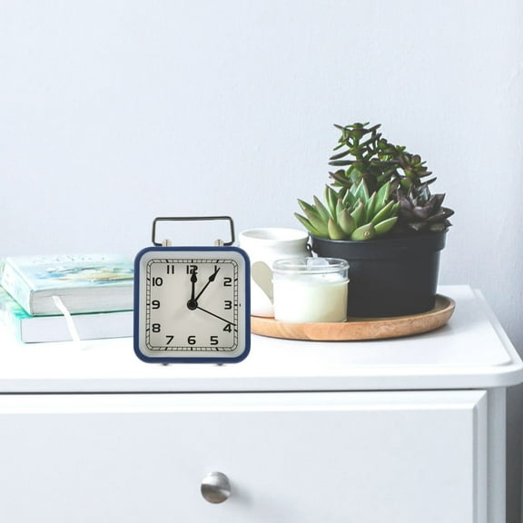 HONMEET 1Pcs Bedside Silent Clock For Children 8.5X3.3In Blue Metal With Time Display