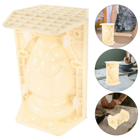 HONMEET 1Pcs Beige Roman Column Mold for Balcony Guardrail Decoration in 8.3x5.9x5.5in