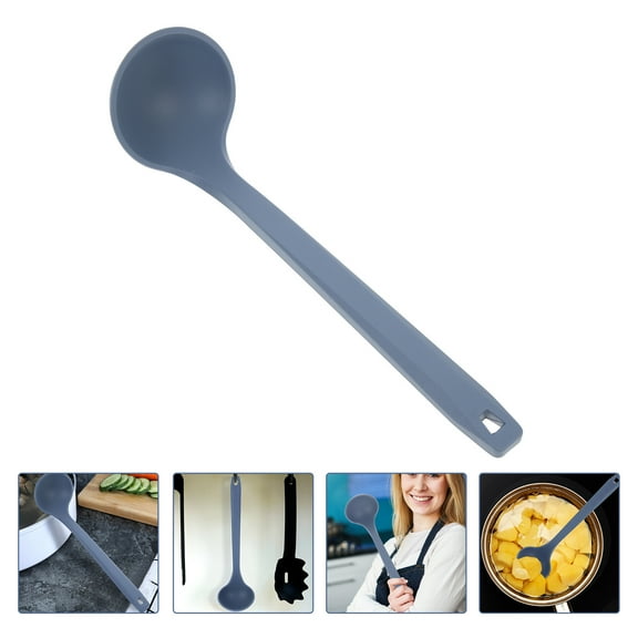 HONMEET Silicone Nonstick Soup Ladle with Comfortable Handle, Kitchen Cooking and Serving Utensil for Everyday Use