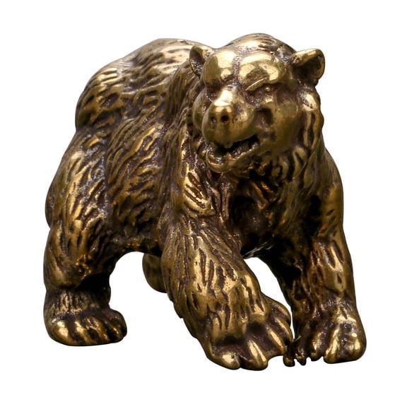 HONMEET Golden Brass Dog and Bear Figurine Antique Style Decorative Artware for Home Office Decor 1 Piece