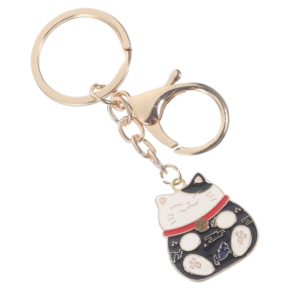 HONMEET Black Japanese Lucky Cat Keychain, Lightweight Multi-Functional Charm, Cute Decor Accessory for Bags and Keys