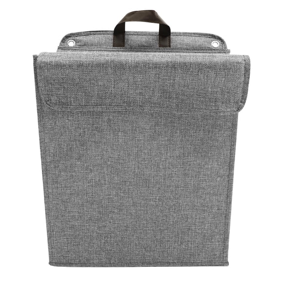 HONMEET Foldable Laundry Hamper with Cover, Grey Cotton Linen Clothes Storage Basket Organizer for Home