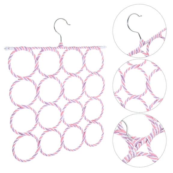 HONMEET Foldable Scarf Hanger with Natural Paper Rope and Iron Frame, Practical Wardrobe Organizer for Home Storage