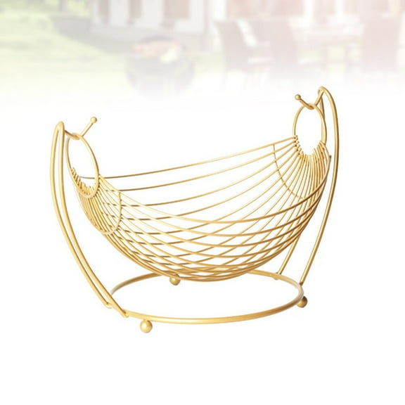 HONMEET Golden Metal Wire Basket, Decorative Iron Art Dish Container for Kitchen and Home Storage, 1 Piece