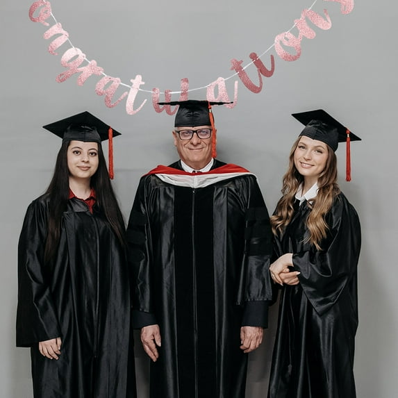 HONMEET 1Pcs Graduation Party Banner in Rose Gold Paper for Background Decor and School Events