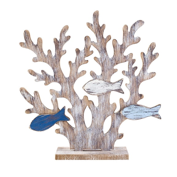 HONMEET Coastal Coral Tree Home Decor, 1 Piece Plastic Wood Indoor Decoration, 32.5x31cm, Beach Style for Living Room