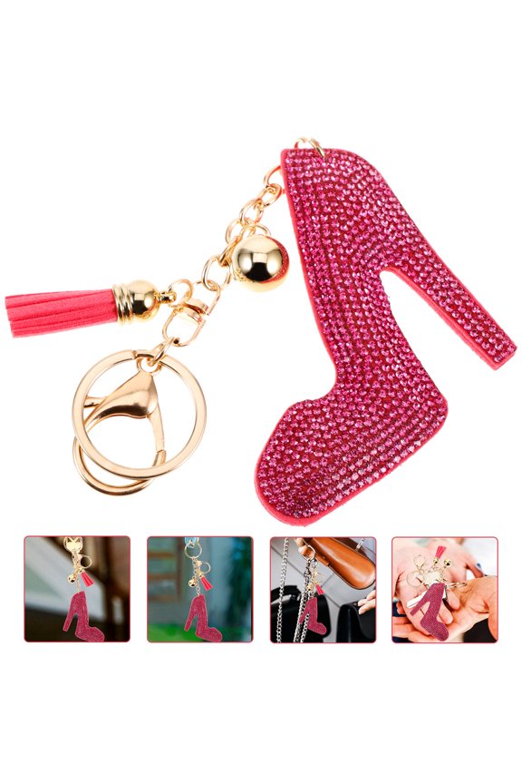 Rosy High Heel Keychain and Girls, Stylish Lightweight Portable Key Holder Charm Accessory