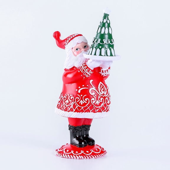 HONMEET 1Pcs Mini Santa Statue Resin Model Craft Red Christmas Theme Couple Design Indoor Decoration 7.7x3.8x2.8in