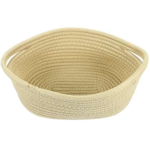 HONMEET Khaki Cotton Rope Storage Basket with Handles for Home Organization and Storage Solution