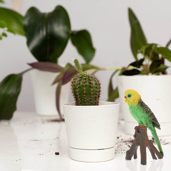 HONMEET 1Pcs Parrot Figurine Standing Bird Shape Realistic Design Green ABS For Garden Decoration