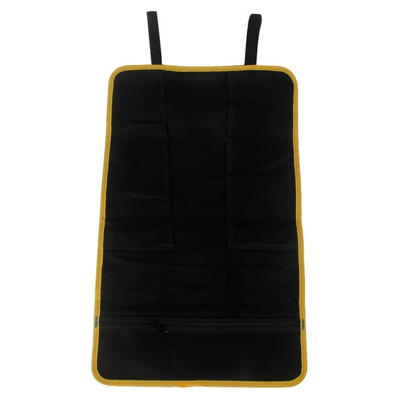 HONMEET Black Rectangular Electrician Tool Pouch with Document Storage, Utility Bag for Tools and Accessories