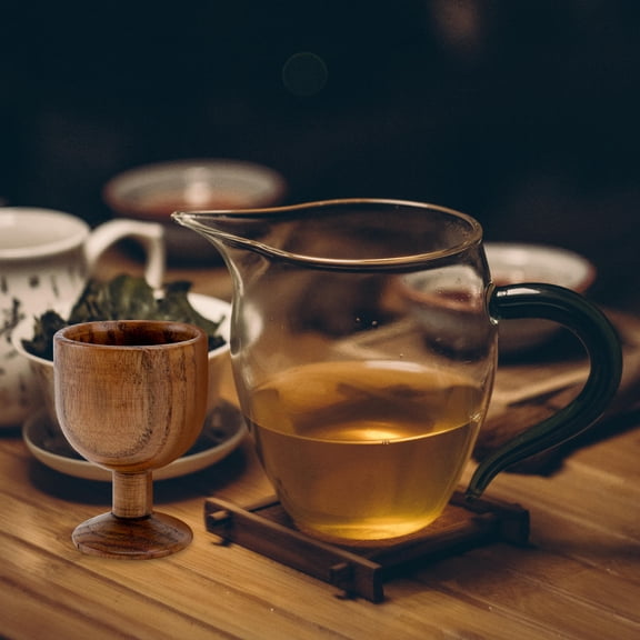 HONMEET Retro Chic Drinking Glass Set with Jujube Wood Base, Stylish and Glassware for Adults, 1 Piece