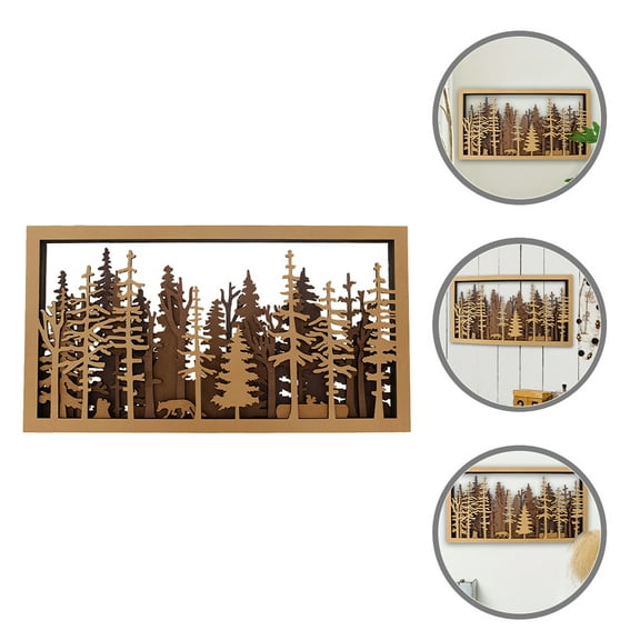 HONMEET Wood Scene Wall Hanging Decor for Home and Office, Rustic Wooden Art Decoration for Living Room and Workspace