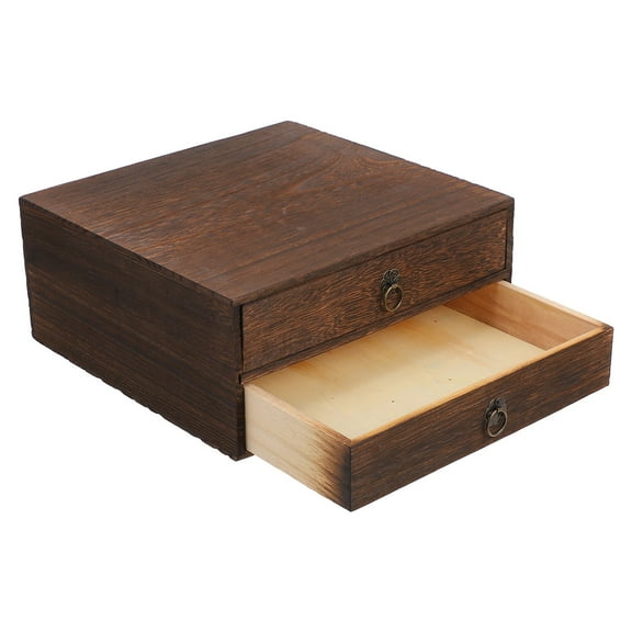 HONMEET  Retro Wooden Desktop Organizer Brown Drawer Style 1Set