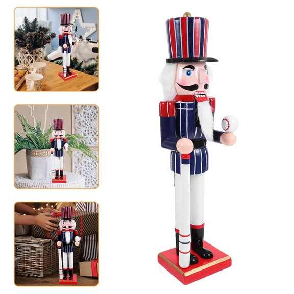 HONMEET Baseball Theme Nutcracker Decoration Wooden Sports Style Figure for Home Party and Event Decor 1 Set