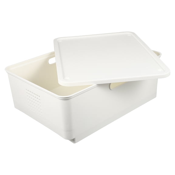 HONMEET White Plastic Storage Container with Lid, Organizer Box for Clothes, Sundries, and Household Items