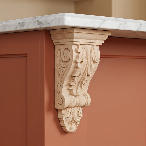 HONMEET Khaki Wood Corbels Traditional European Style Decorative Wall Bracket for Home