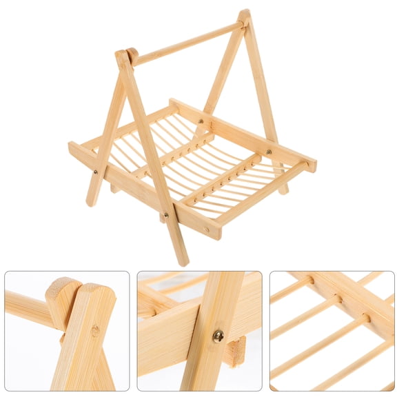 HONMEET Khaki Bamboo Fruit Basket Handheld Snack Rack for Kitchen Room Decor