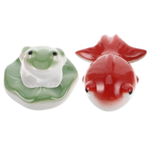 HONMEET 1Set Assorted Color Ceramic Floating Fish Frog Statue for Aquarium and Fish Tank