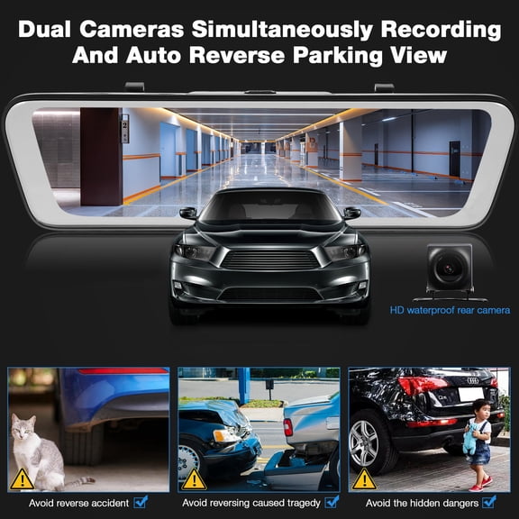 HONMEET Car Backup Camera System with Front and Rear Dash Cameras, Recording, Night , and Parking Assistance