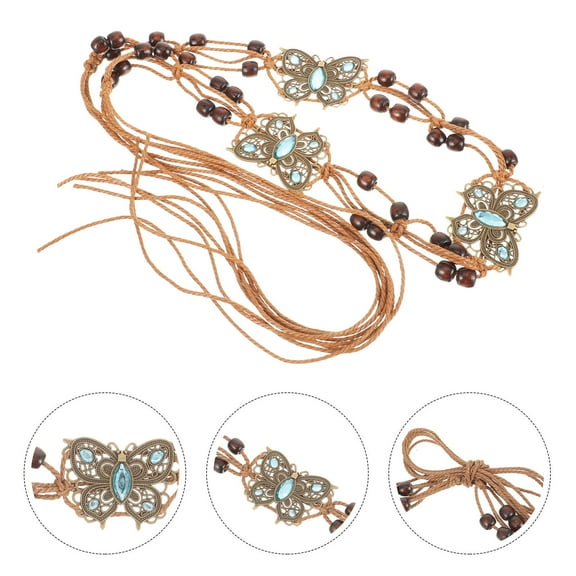 HONMEET Women's Adjustable Boho Waist Belt, Stylish Wax Rope Bohemian Fashion Accessory, 1 Piece for Casual and Festival Wear