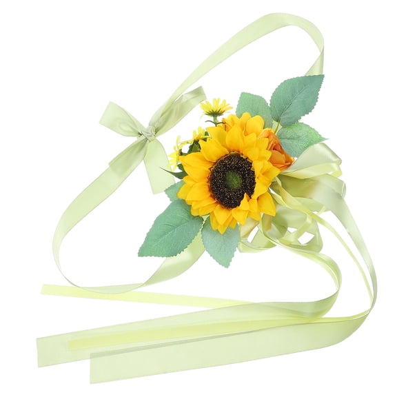 HONMEET Wedding Chair Back Flower Decoration, Green Satin Ribbon, Perfect for Indoor and Outdoor Wedding Party Events