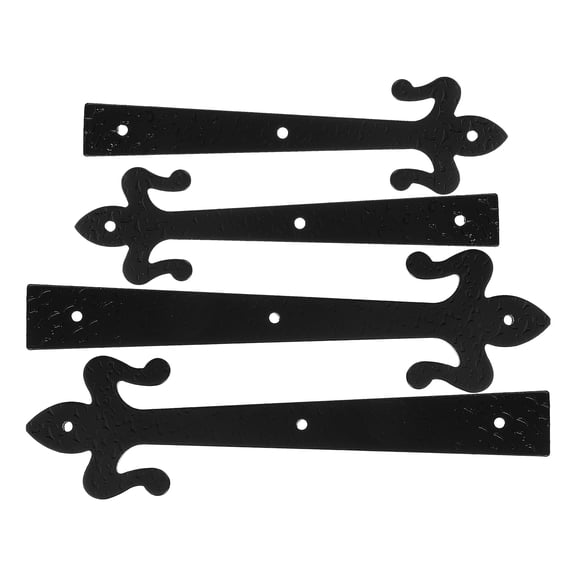HONMEET 1Set Classic Black Garage Door Handle Hinge Made of Rust Resistant Iron Material