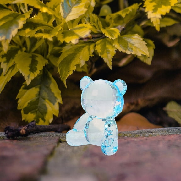 HONMEET Transparent Bear Figurine Set for Garden and Table Decor, Cute Clear Animal Statue, 2.8x2.4x1.6in Decorative Collectible